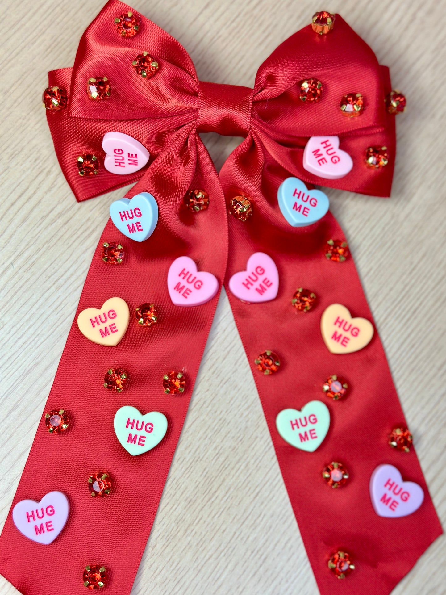 Red Conversation Heart Bow