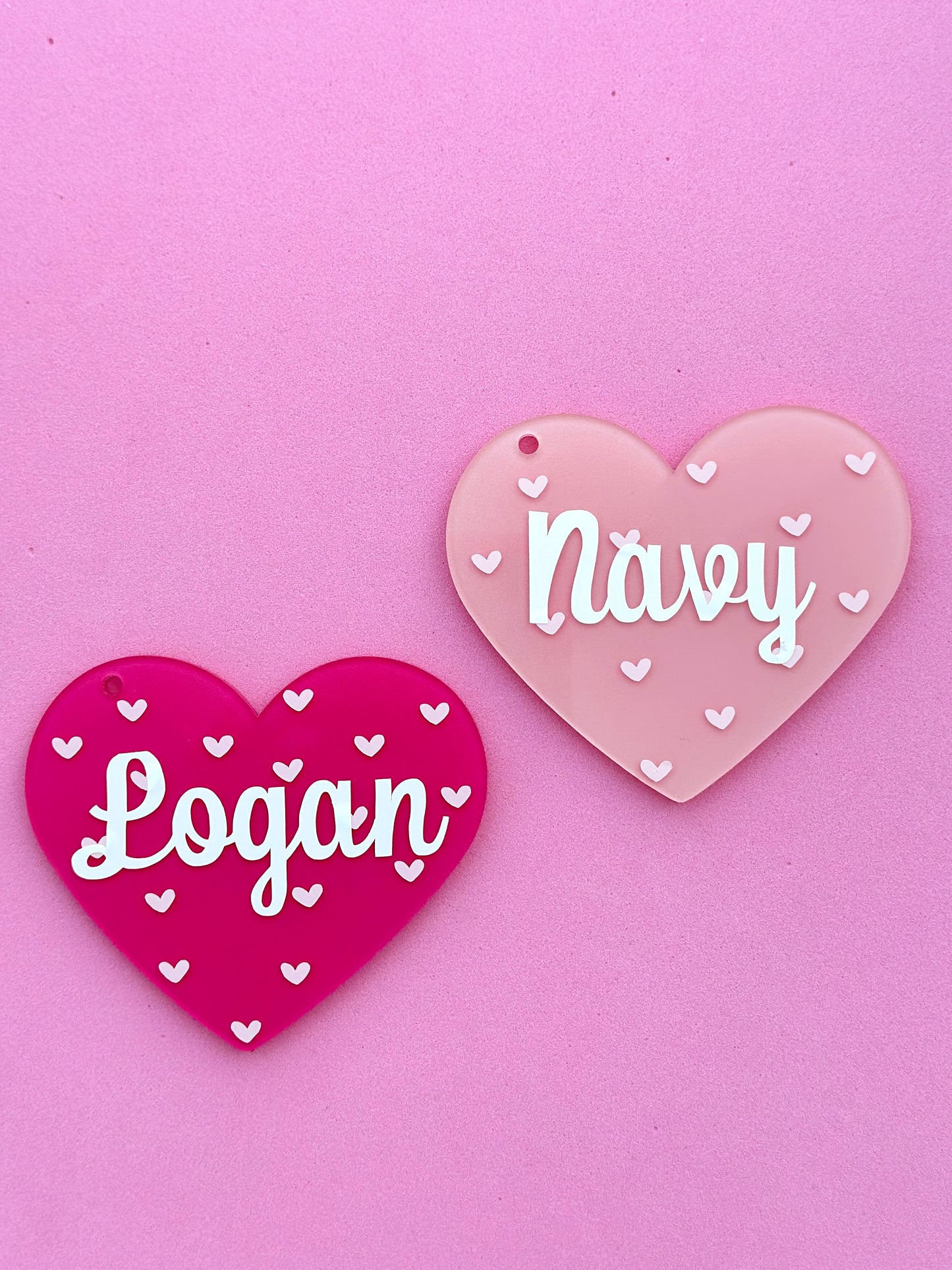 Personalized Acrylic Tag - Pink Heart